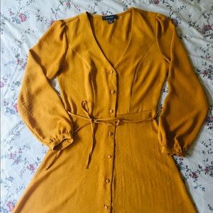 Mustard Yellow Button-front Dress